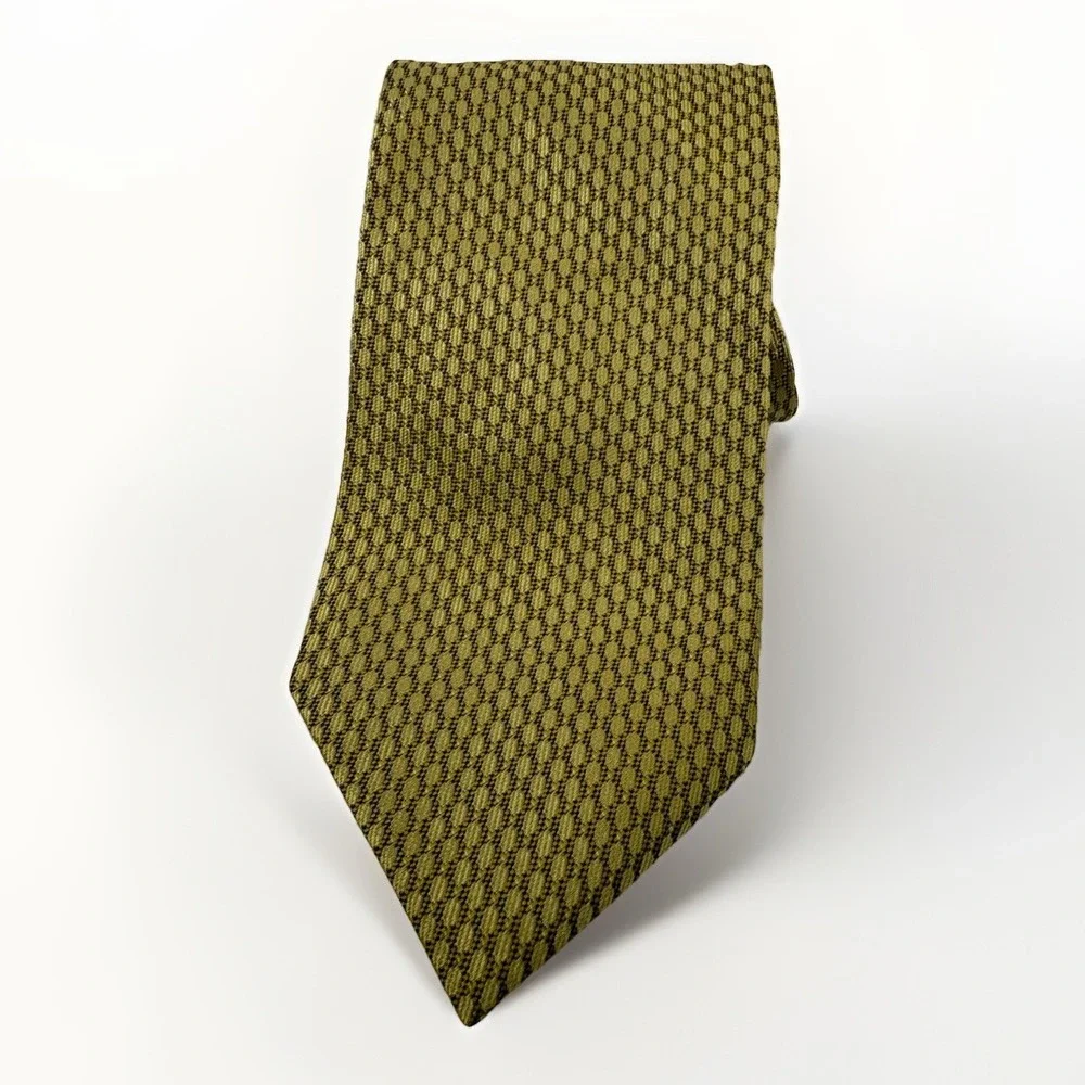 Valerio Garati Pure Silk Handmade Tie Gold Diamonds Geometric‎ Print